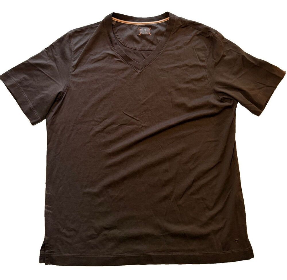 Left Coast Tee Shirt Mens Large Brown V-Neck Peruvian Pima Cotton